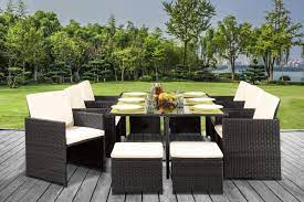 11 piece cube rattan dining set with
