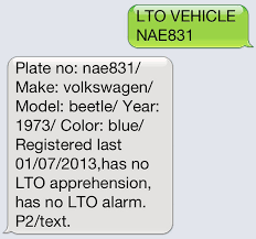 text its plate number to lto service