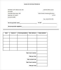 Printable Receipt For Services Receipt For Services Rendered Form