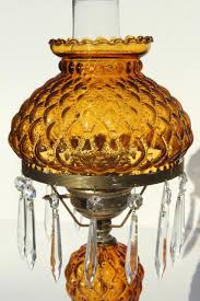 Vintage Amber Glass Table Lamp W