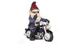Gnome W Middle Finger Riding Motorcycle