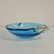 Italian Blue Murano Glass Bowl 1950s