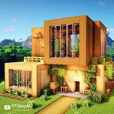 So, if you do not want to create a cozy home in minecraft pe yourself, you can use this amazing map! Let S Build A Wooden Modern House By Sheepggmc Easy Minecraft Houses Cute Minecraft Houses Minecraft Interior Design