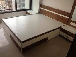 Queen Size 6x6 Feet White Wooden Double Bed