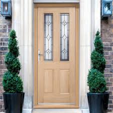 Oak Front Door 4 Panel Glass Door