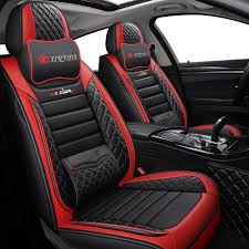 Black Red Leather Car Seat Covers For