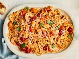 shrimp and burst cherry tomato pasta recipe
