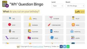 wh question bingo auk games web app