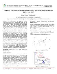 Pdf Complete Evaluation Of Vapour Compression Refrigeration