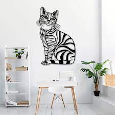 Metal Wall Art Geometric Metal Cat