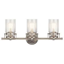 Kichler Brinley 3 Light Brushed Nickel Vanity Light With Clear Glass 45689ni The Home Depot