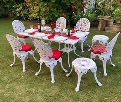 White Cast Aluminium Garden Chairs Set