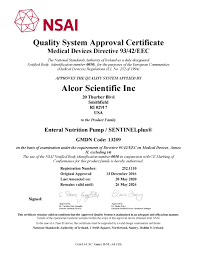 alcor scientific quality certificates