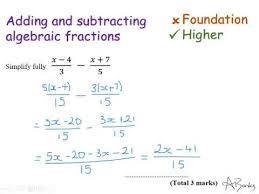 Subtracting Algebraic Fractions