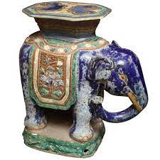 Antique Elephant Garden Stool Ceramic