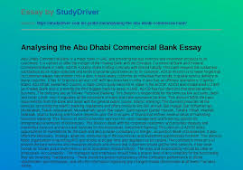 Such as easier payments, touchpoints rewards, travel miles and more. Analysing The Abu Dhabi Commercial Bank Free Essay Example Studydriver Com