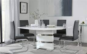 20 inches high dimensions (overall): Komoro White High Gloss Dining Table With 4 Perth Grey Chairs Only 499 99 Furniture Cho Dining Room Furniture Modern Stylish Dining Room Dining Table Chairs