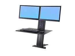 Sanodesk m18m sit stand desk standing desk converter height adjustable desk 78 x 48 cm desk attachment double monitor riser computer desk 4.8 out of 5 stars 51 £89.99 £ 89. Ergotron 33 407 085 Workfit Sr Dual Monitor Sit Stand Desktop Workstation Black Sit Stand Desk Attachment Rear Clamp Up To 24 Screen Size Newegg Com