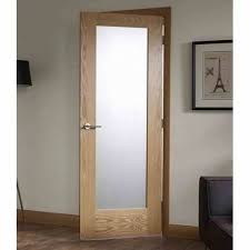 Wood And Glass Hinged Frosted Glass Door