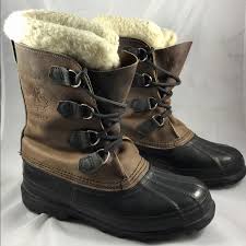 Sorel Bighorn Brown Leather Snow Boots Men Size 8