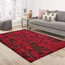 blood red fl rug handmade