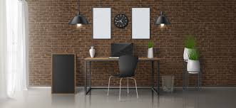 Home Workplace Office Room 3d Realistic Vector Minimalistic