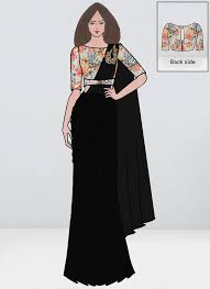 Saree belt is one of the fascinating accessories that can embellish on your saree and bring glamour in their coming styling. Shop Ethnovogue Pleated Black Saree N Belt Style Blouse Festive Wear Made To Measure Dress For Women In All Sizes Sabs01912046