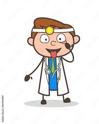 cartoon funny doctor making face vector