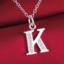 fashion letter K silver plated Necklace ...