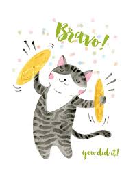 Bravo Cat" Illustration by Nhung Le for Chic+Nawdie #chicnawdie #nhungle  #cat #illustration #congratulations #bravo #you… | Carte de voeux,  Félicitation, Burreau