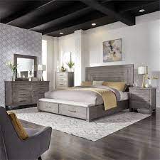 Target / furniture / distressed : Modern Farmhouse Storage Bed 6 Piece Bedroom Set In Distressed Dusty Charcoal Finish By Liberty Furniture 406 Br Qsbdmn