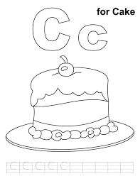 Marvelous abc coloring pages wecoloringpage for letter. C For Cake Coloring Page With Handwriting Practice Color Worksheets Kids Handwriting Practice Letter C Coloring Pages