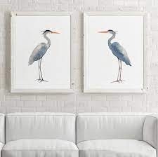 Heron Wall Art Heron Print Heron Art