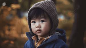 an asian baby boy wearing a beanie