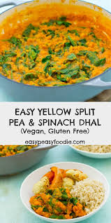 easy yellow split pea and spinach dhal