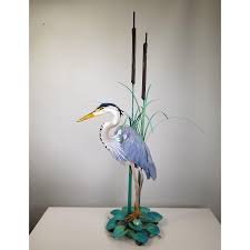 Blue Heron Metal Tabletop Sculpture By
