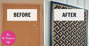 cork board makeover with fabric an