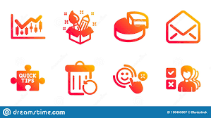 Quick Tips Financial Diagram And Mail Icons Set Pie Chart