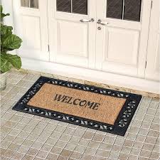 a1hc welcome mat black beige 23 in x 38 in rubber and coir heavy duty non slip extra large double door mat