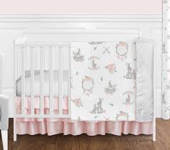 girls crib bedding pink mint boho