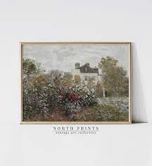 Cottage Oil Painting Rose Garden Wall