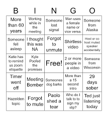 Just for today i will have a program. Aa Zoom Meeting Bingo Card