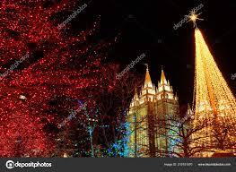 Salt Lake City Mormon Temple Christmas Lights December Utah