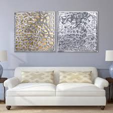 Empire Art Direct Enigma Polished Steel Gold And Silver Leaf 3d Abstract Metal Wall Art Set Of 2 Silver Gold