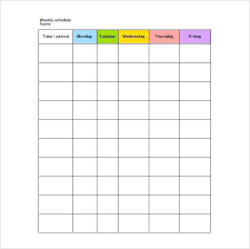 Printable Weekly Class Schedule Template Blank Daily School Images