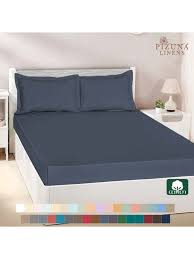 Pizuna Dark Blue Cotton 400 Tc Bed
