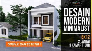 Rumah modern 2 lantai minimalis persegi panjang; Simple Dan Estetik Desain Rumah Modern Minimalis 2 Lantai Di Lahan 6x12 Youtube