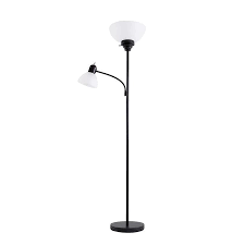 Portfolio 71 In Black Torchiere With Reading Light Floor Lamp In The Floor Lamps Department At Lowes Com
