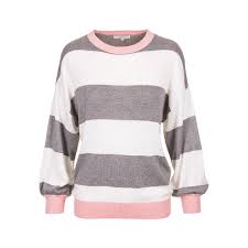 Andree By Unit Womens Big Stripe Drop Shoulder Sweater