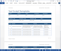 Test Script Template Ms Word Templates Forms